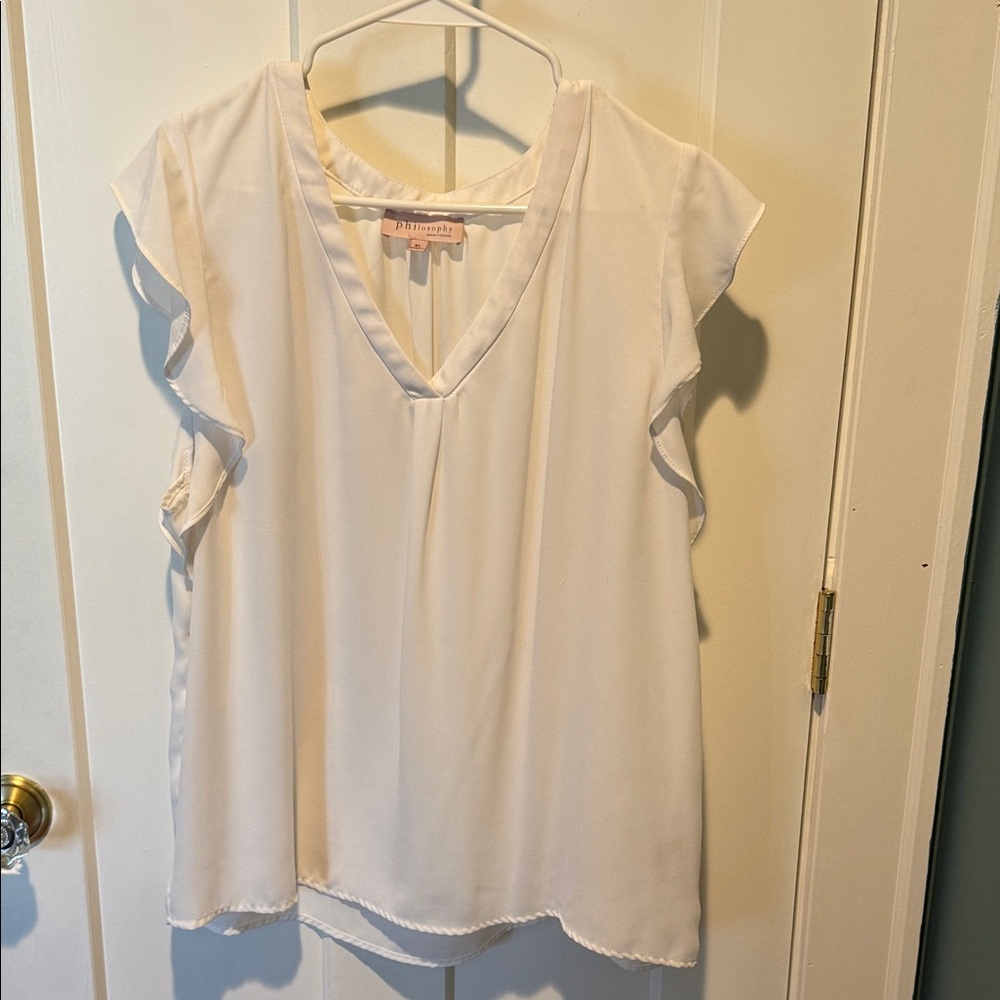 Philosophy Republic Clothing Cream Ruffle Sleeve Blouse